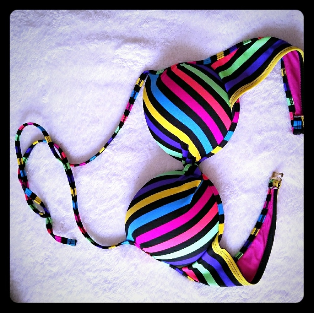 Arizona womens Size L Swim suit push up top stripe